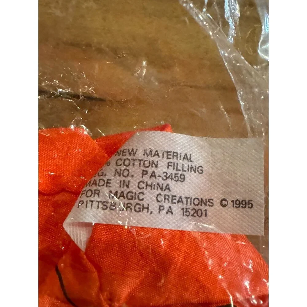 NEW 🎃 Vintage 1995 Magic Creations Plush Pumpkin Window‎ Stick-Up 🎃